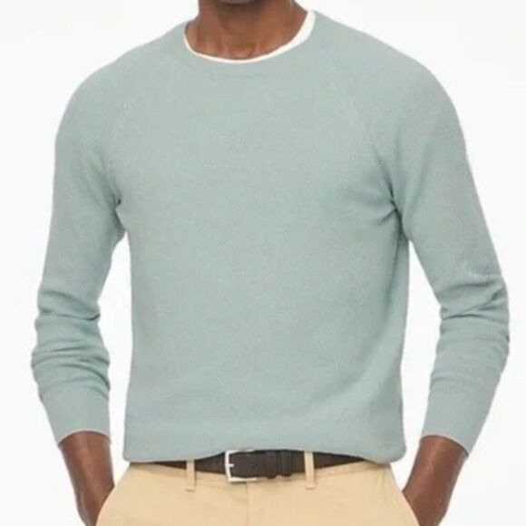 J. Crew Factory CD617 Seed-stitch light green long sleeve sweater NWT size L - Picture 1 of 6